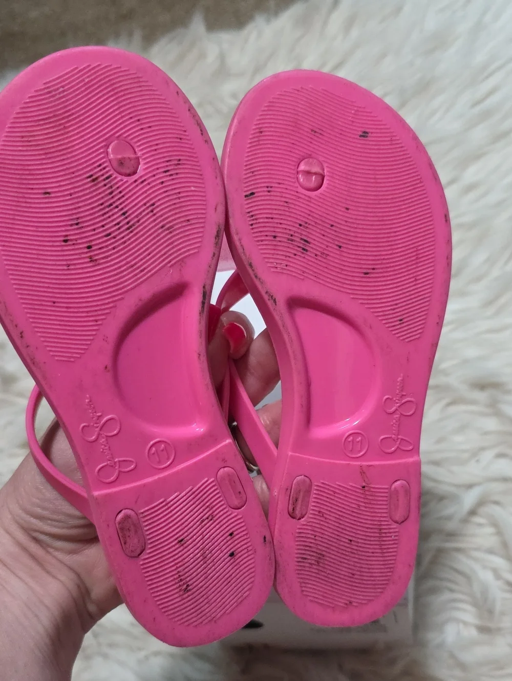Jessica Simpson Pink Jelly Bow Thong Sandals- 11 Toddler